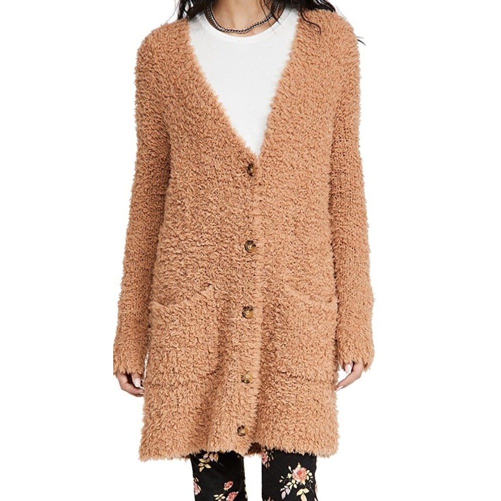 R13 Teddy Bear Cardigan XS Chunky Knit Merino Wool Blend Long Button Front Cozy